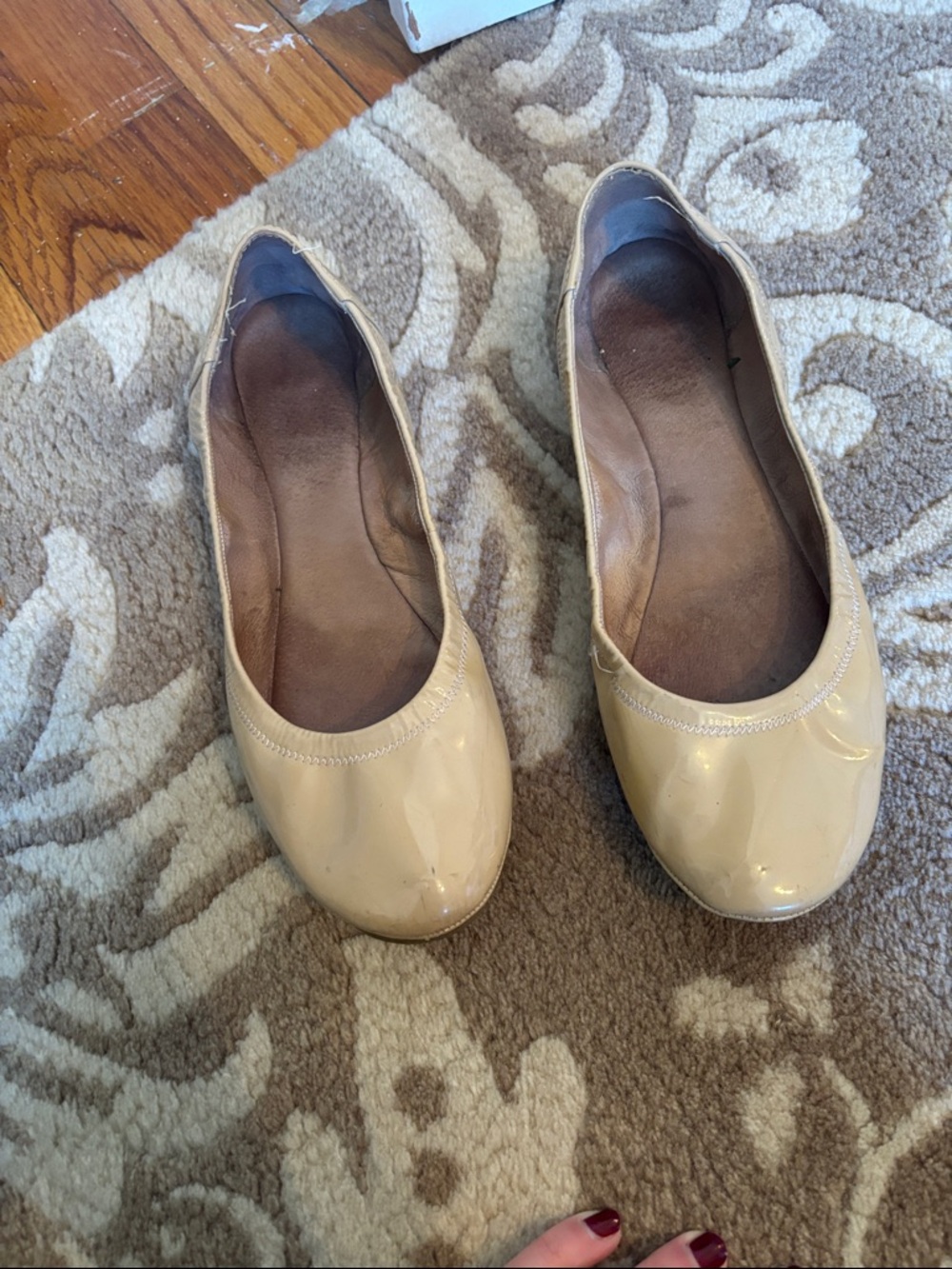 Vince Camuto Beige Patent Ballet Flats